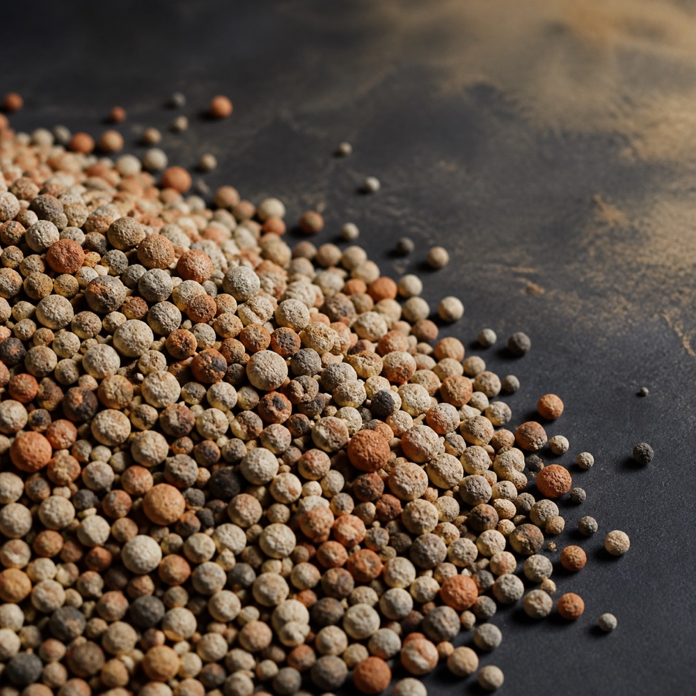 Representative close-up of blended NPK fertilizer granules