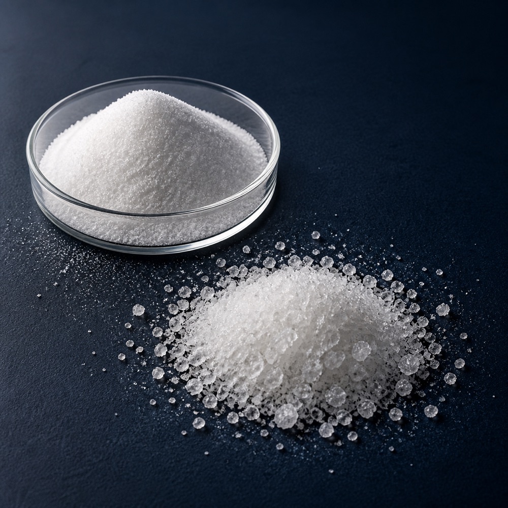 Representative close-up of water-soluble specialty fertilizer crystals